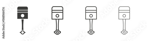 Car Piston icon set vector in black and white colors