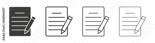 Declarations icon set vector in black and white colors