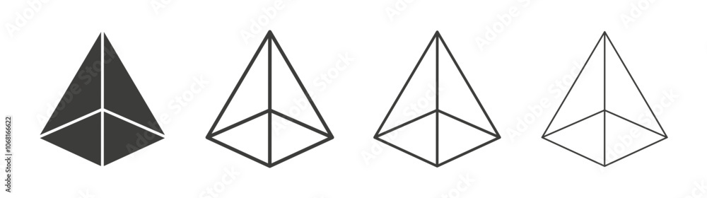 Prism icon set vector in black and white colors Prism icon set vector in black and white colors