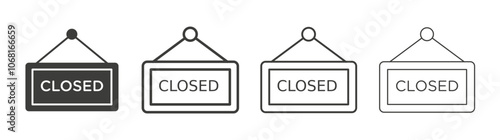 Closed sign icon set vector in black and white colors