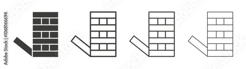 Jenga icon set vector in black and white colors