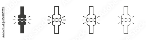 Osteoporosis icon set vector in black and white colors