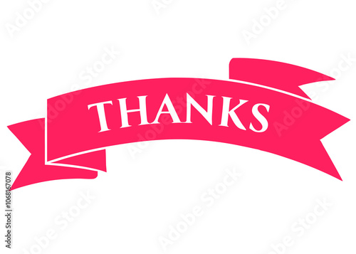 Elegant "Thanks" Typography Design with Ribbon | Vector Graphics Element

