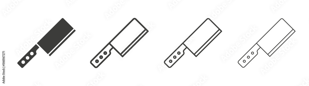 Chopper knife icon set vector in black and white colors Chopper knife icon set vector in black and white colors