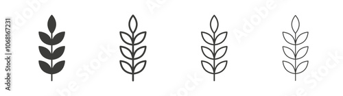 Wheat grain icon set vector in black and white colors