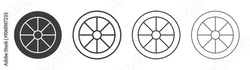 Tyre icon set vector in black and white colors