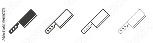 Chopper knife icon set vector in black and white colors
