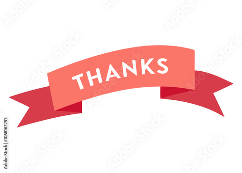 Elegant "Thanks" Typography Design with Ribbon | Vector Graphics Element

