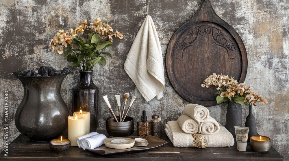 Elegant Spa Arrangement with Natural Elements Elegant Spa Arrangement with Natural Elements