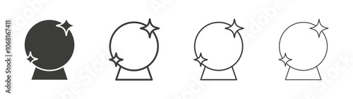 Crystal ball icon set vector in black and white colors