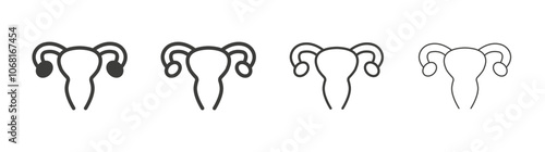 Gynecology icon set vector in black and white colors