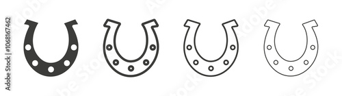 Horseshoe icon set vector in black and white colors