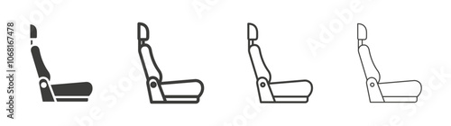 Car seat icon set vector in black and white colors
