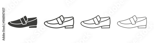 Loafer icon set vector in black and white colors