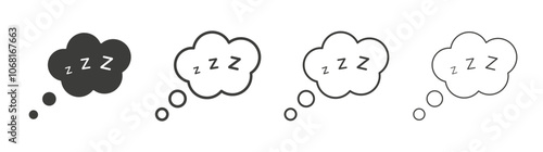 Zzz icon set vector in black and white colors