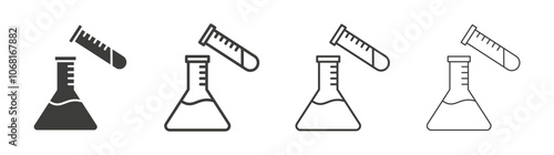 Chemical test icon set vector in black and white colors