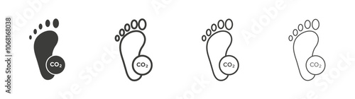 Carbon footprint icon set vector in black and white colors