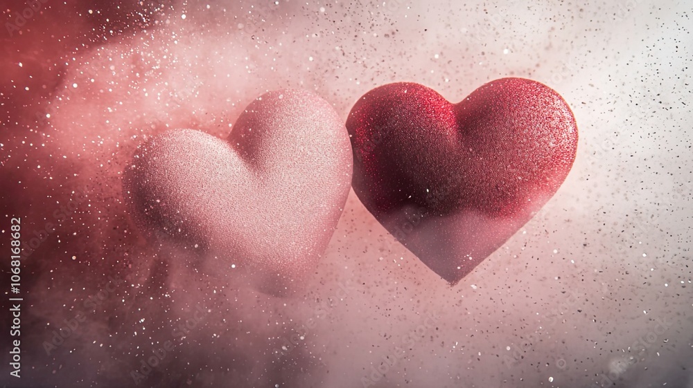 alentine day, heart illustration with two overlapping hearts in soft pink and red alentine day, heart illustration with two overlapping hearts in soft pink and red
