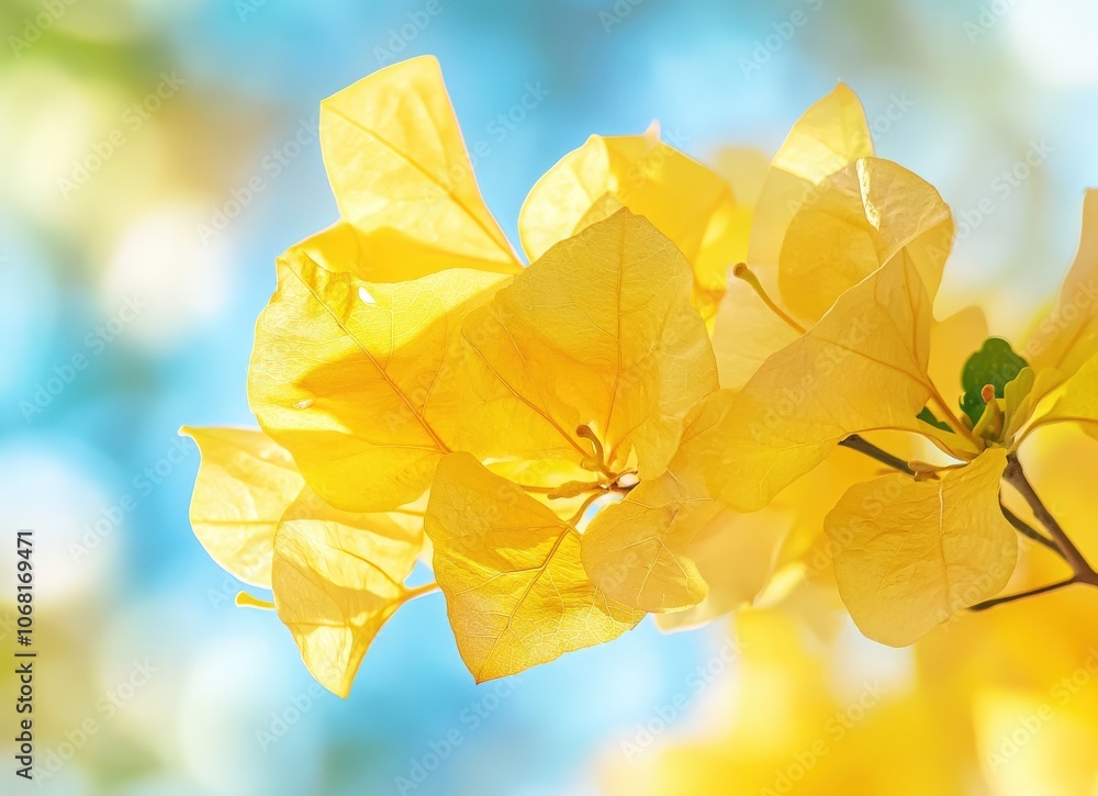Close-up of delicate yellow bougainvillea petals with a soft blurred background. Close-up of delicate yellow bougainvillea petals with a soft blurred background.