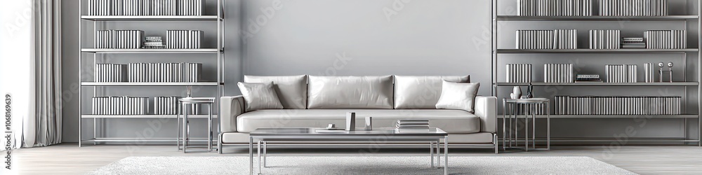 Elegant 3D rendering of vertical lead panels on a beige background for a minimalist look.