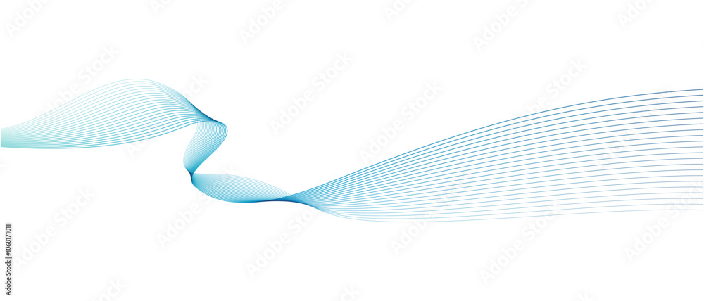 Fototapeta premium Abstract vector wavy lines flowing smooth curve colorful blue gradient on transparent background in concept of technology, science, music, modern.