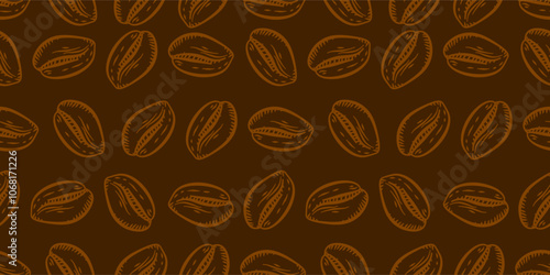 Coffee beans pattern for packaging. Coffee beans pattern background. Coffee beans background. Pattern background with coffee beans.