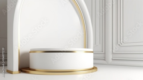 Elegant Showcase with Gold Accents on White Background