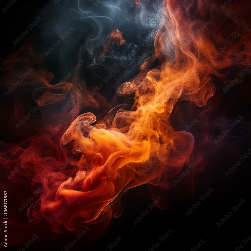 Fiery orange and red steam on a deep black background, creating a bold, intense backdrop for digital art or dramatic designs Fiery orange and red steam on a deep black background, creating a bold, intense backdrop for digital art or dramatic designs
