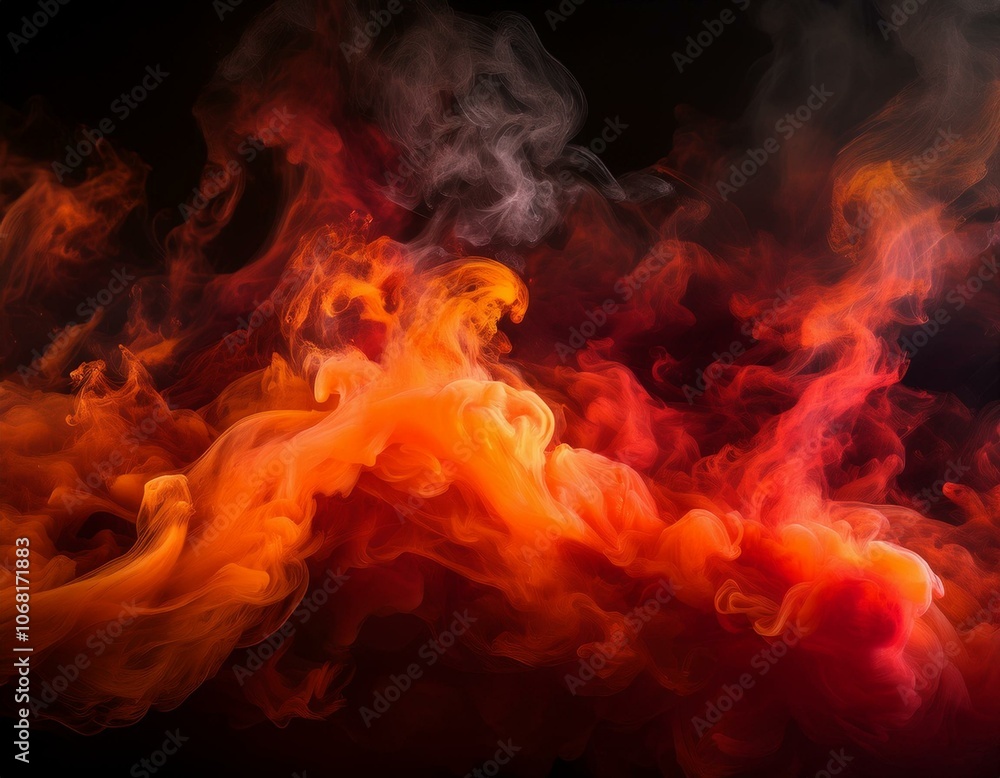 Fiery orange and red steam on a deep black background, creating a bold, intense backdrop for digital art or dramatic designs Fiery orange and red steam on a deep black background, creating a bold, intense backdrop for digital art or dramatic designs