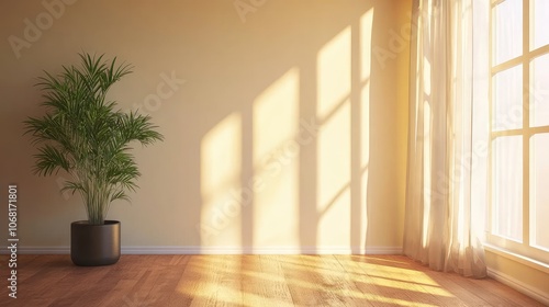 Wallpaper Mural Bright and Airy Interior with Plant and Sunlight Torontodigital.ca