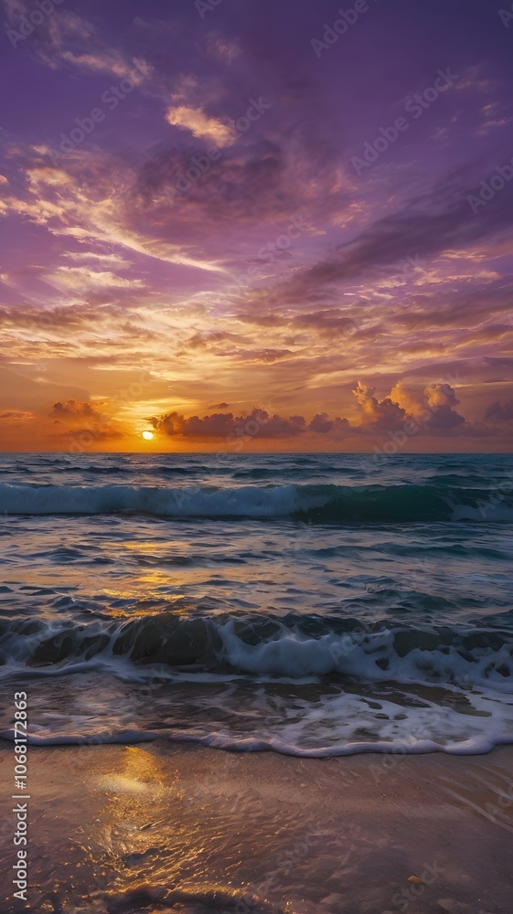 Romantic Beach Sunset: Warm Tones and Scenic Views of the Horizon Romantic Beach Sunset: Warm Tones and Scenic Views of the Horizon