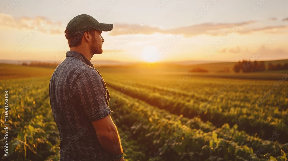 Monitoring Crops with Drone Technology at Sunset Monitoring Crops with Drone Technology at Sunset