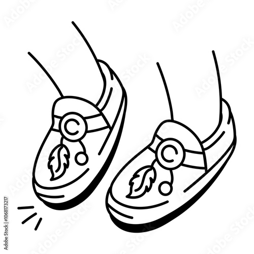 A doodle icon of a pair of boho shoe 


