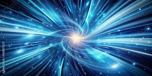 Captivating Hyperspace Warp Background in Blue Lighting, Perfect for Science Fiction Themes, Space Exploration Concepts, Futuristic Designs, and Cosmic Imagery with Ample Copy Space