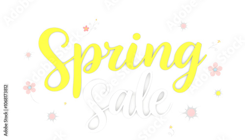 Spring Sale. Hand drawn lettering. Creative calligraphy for business, springtime seasonal shopping, sale promotion and advertising. PNG file highlighted by white, png