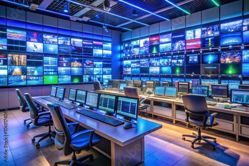 a control room with monitors and monitors with monitors and monitors