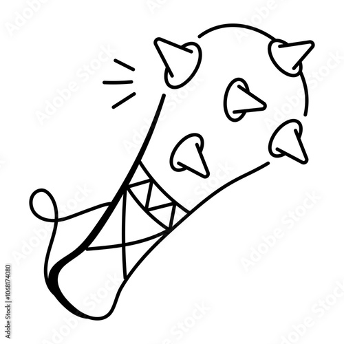 A hand drawn icon of a wooden club with spikes

