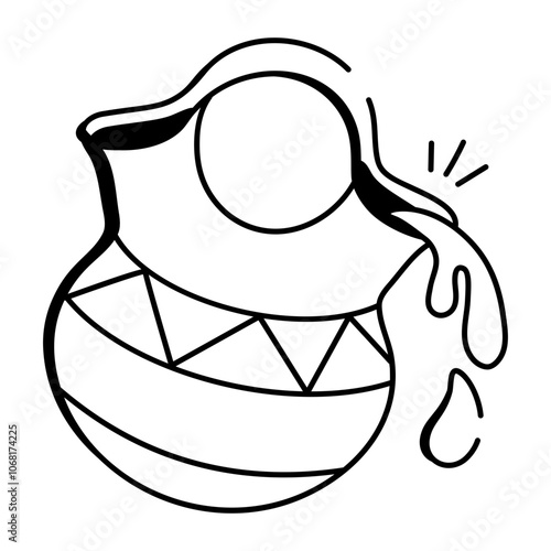 A hand drawn icon of native pottery with a patterned design

