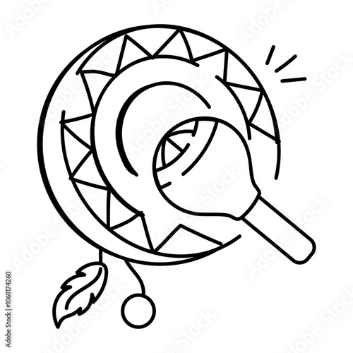 Native drum icon in doodle style 
