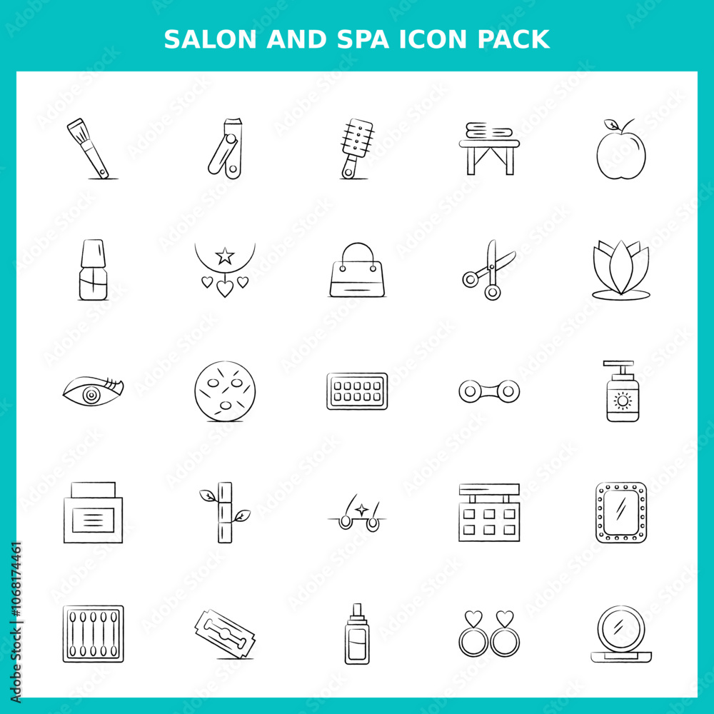 Fototapeta premium Salon and Spa Handwritten Icons for Website and Graphic Templates