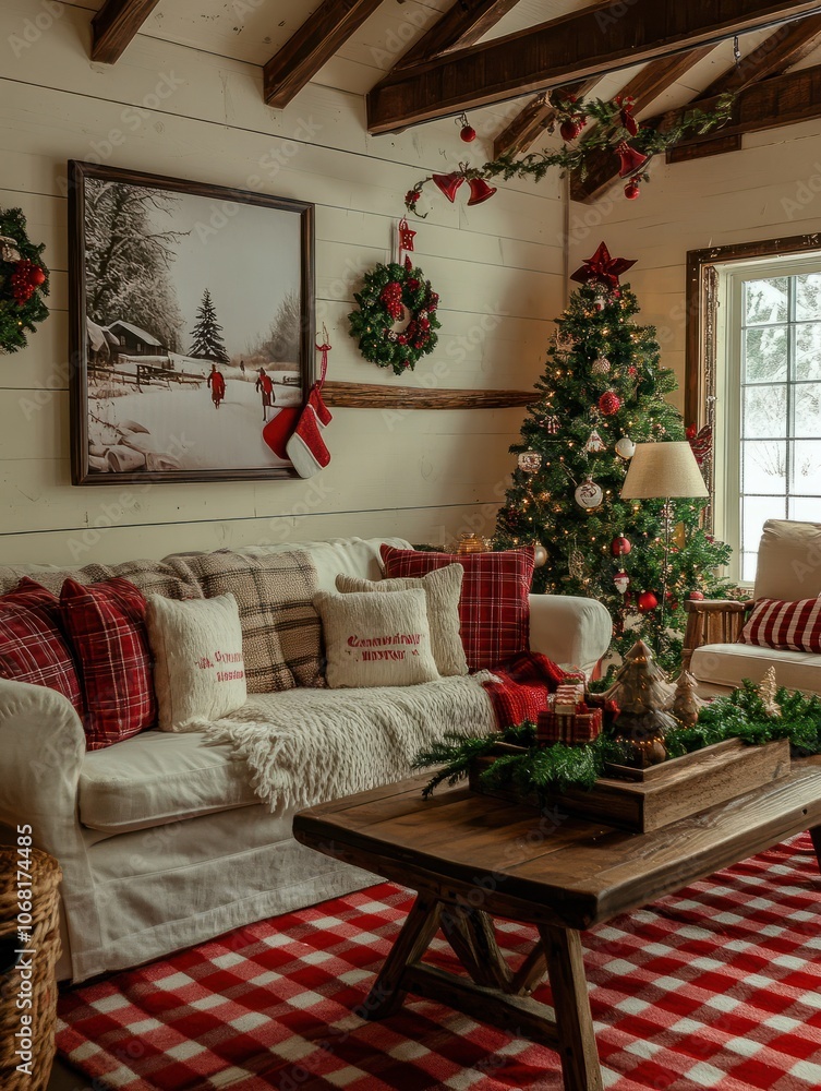 Festive Christmas Movie Marathon Invitation with Cozy Living Room and Holiday Decorations for Print Use Festive Christmas Movie Marathon Invitation with Cozy Living Room and Holiday Decorations for Print Use