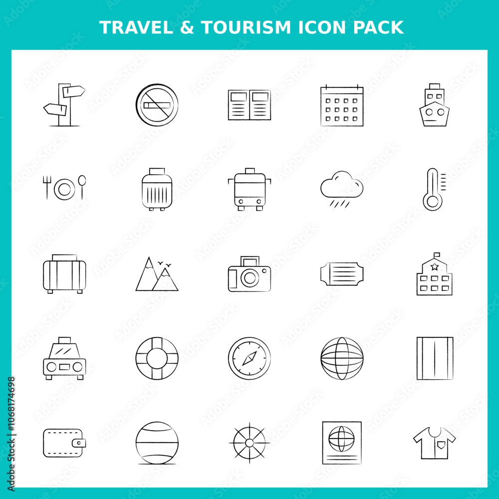 Travel And Tourism Handwritten Icons for Website and Graphic Templates Travel And Tourism Handwritten Icons for Website and Graphic Templates