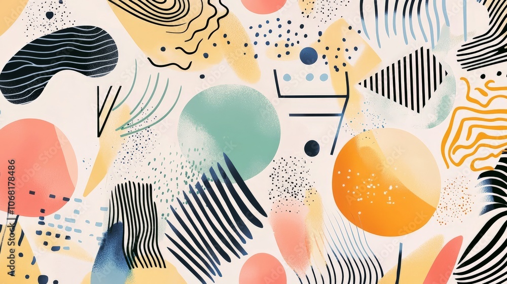 Odd pattern wallpaper featuring a mix of geometric shapes and organic lines Odd pattern wallpaper featuring a mix of geometric shapes and organic lines