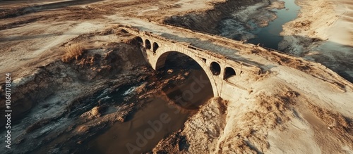 Ancient Stone Bridge in Arid Landscape