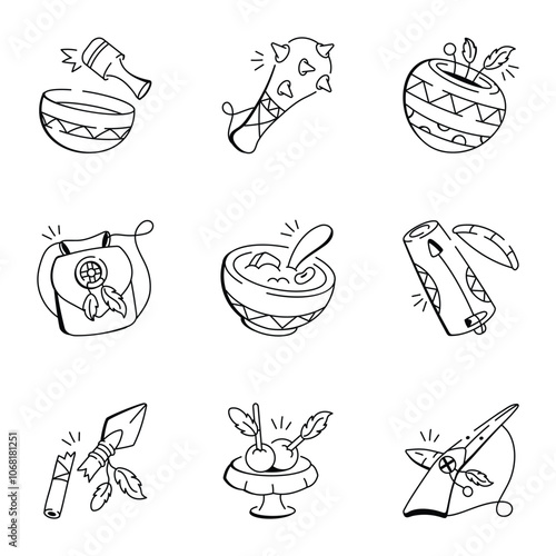 Bundle of Boho Lifestyle Doodle Icons
