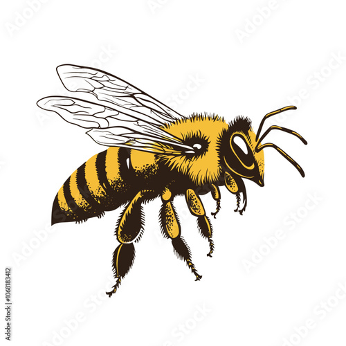 Bee vector illustration on the white background. Eps 10 vector file. 