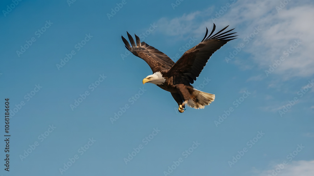 Fototapeta premium an eagle flying in the wide blue sky