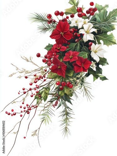 PNG Chris tmas corner arrangement christmas flower plant. photo