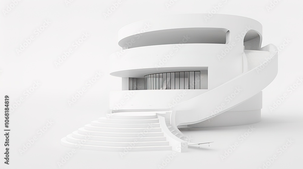 3D Rendering of White Circular Building - a sleek and modern architectural visual. The circular design showcases innovative aesthetics and clean lines, creating a striking appearance. 3D Rendering of White Circular Building - a sleek and modern architectural visual. The circular design showcases innovative aesthetics and clean lines, creating a striking appearance.