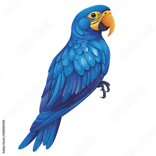 Blue parrot isolated on white background. Vector illustration for your design 